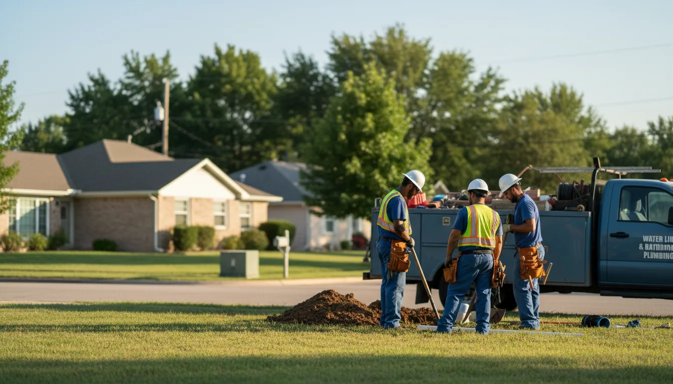 Residential water line and bathroom plumbing service in Meriden, IA